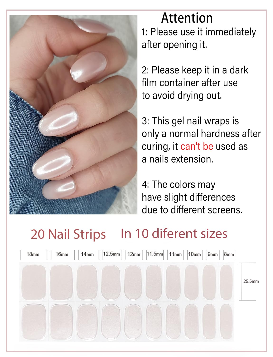 Wahrshei nail stick aids precise placement of gel strips.