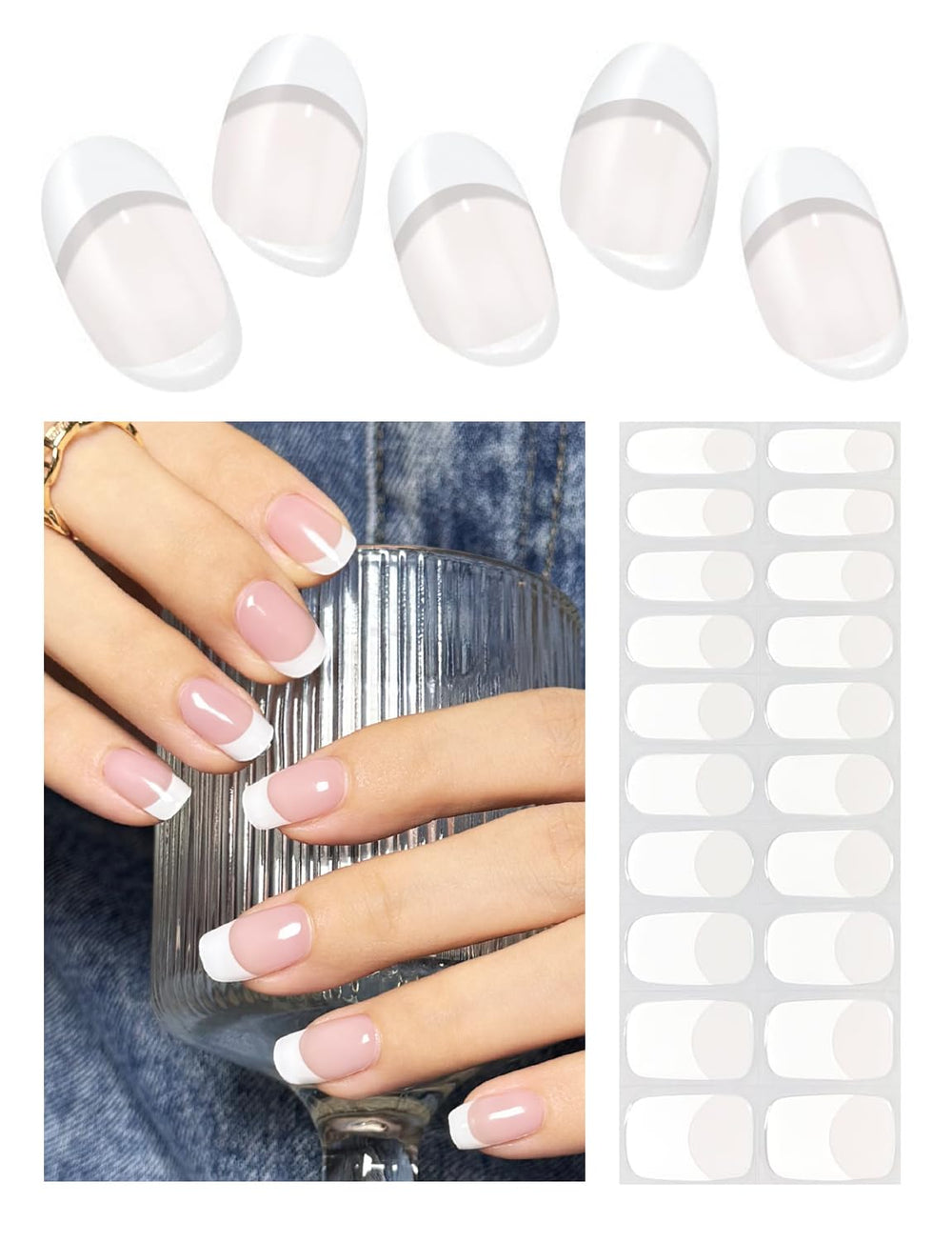 Wahrshei packaging for semi-cured gel nail strips encouraging easy at-home manicure.