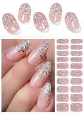 Wahrshei semi cured nail strips pack close-up showing glossy finish for lasting manicure.