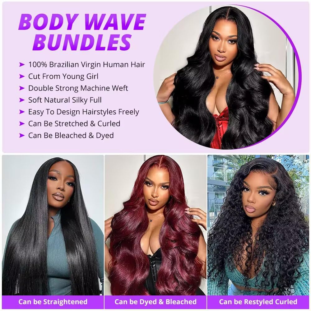WAITWO 22-inch Brazilian body wave bundles with silky, bouncy movement