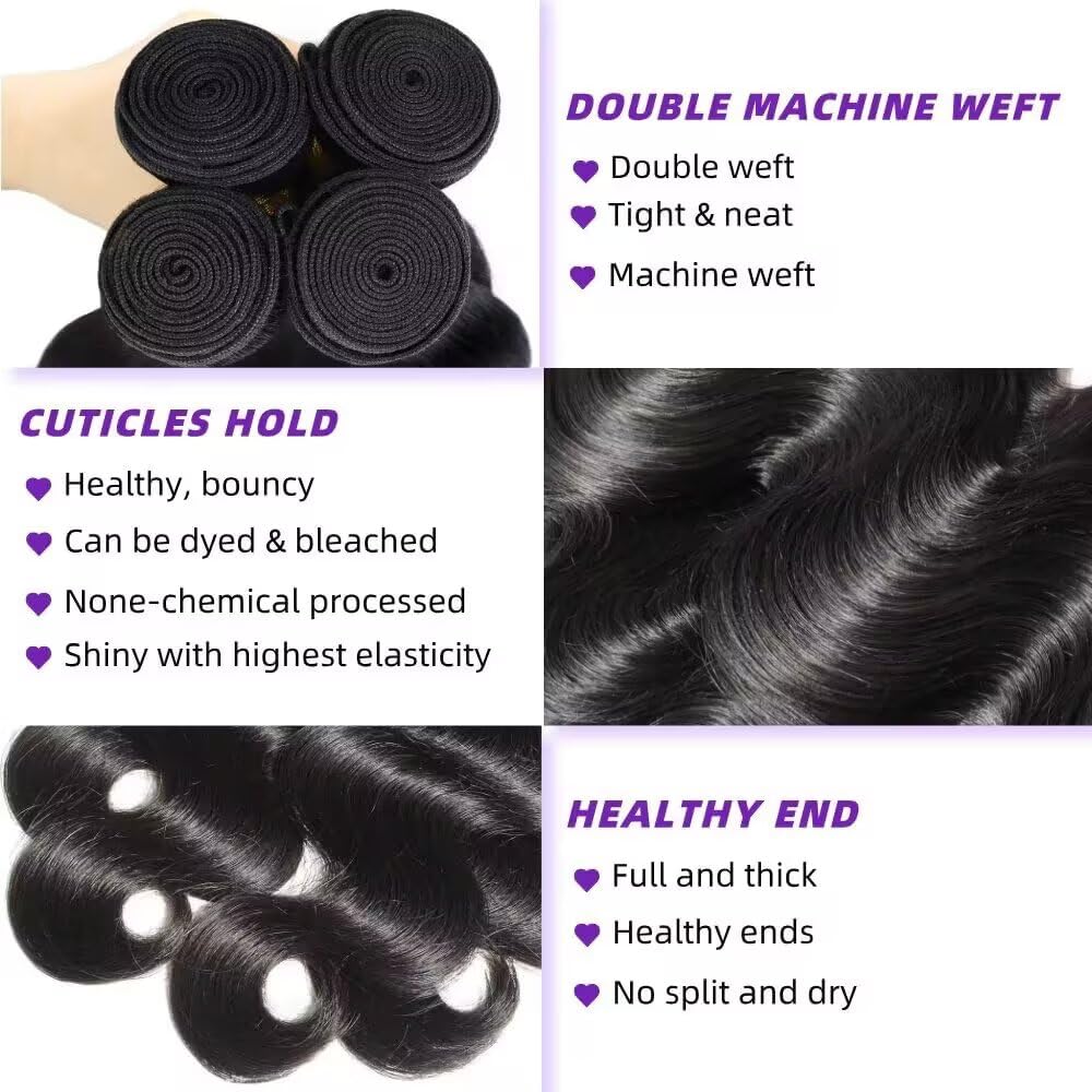 WAITWO 24-inch Brazilian body wave bundles for long, voluminous waves