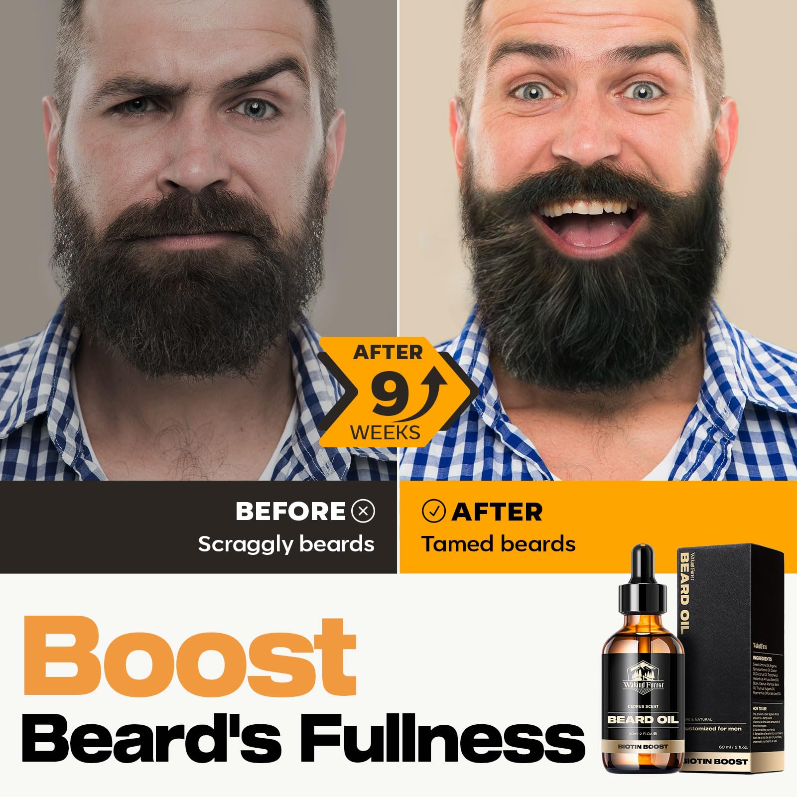 Waking Forest beard-oil-softening-texture highlights smoothing action for easier styling.