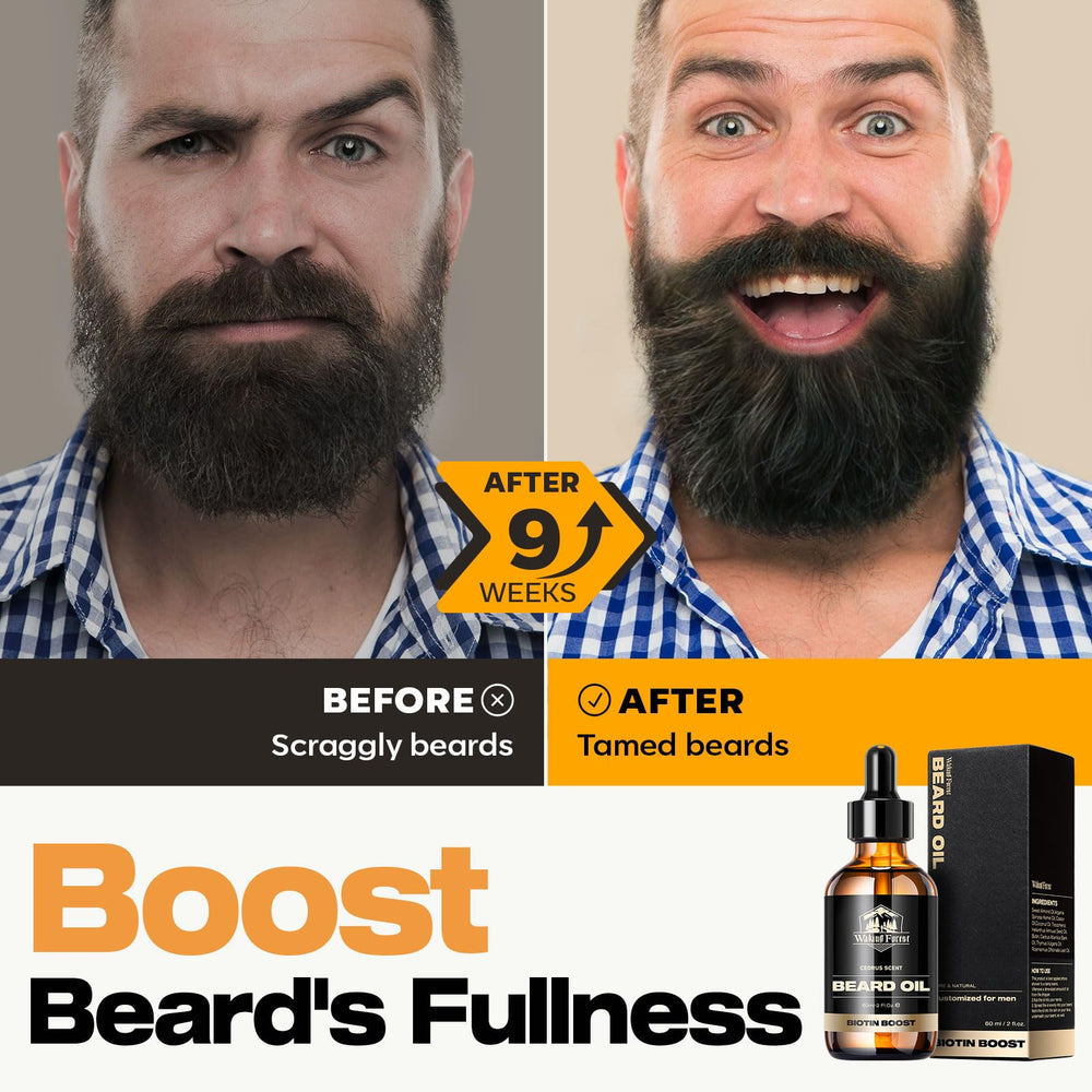 Waking Forest beard-oil-softening-texture highlights smoothing action for easier styling.
