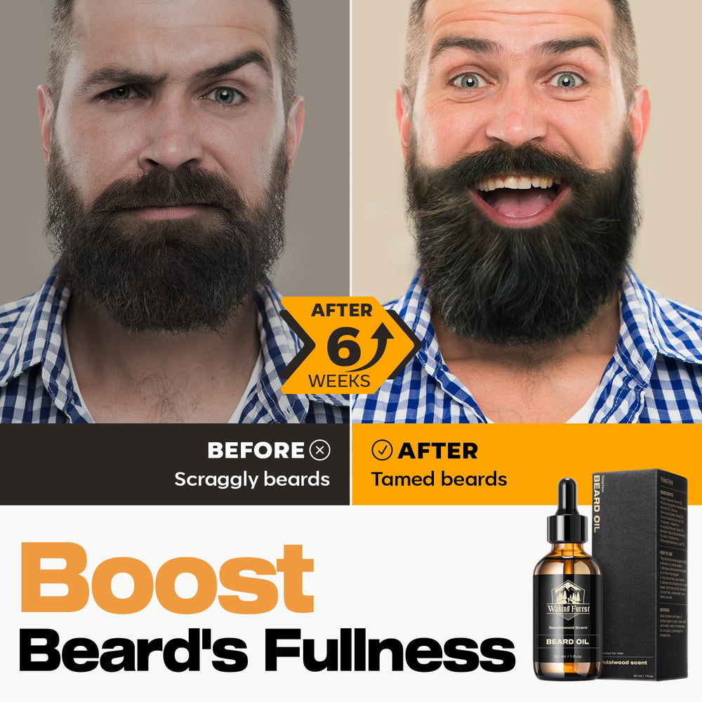 Waking Forest vanilla beard oil ingredients highlight argan, almond and castor for stronger hair.