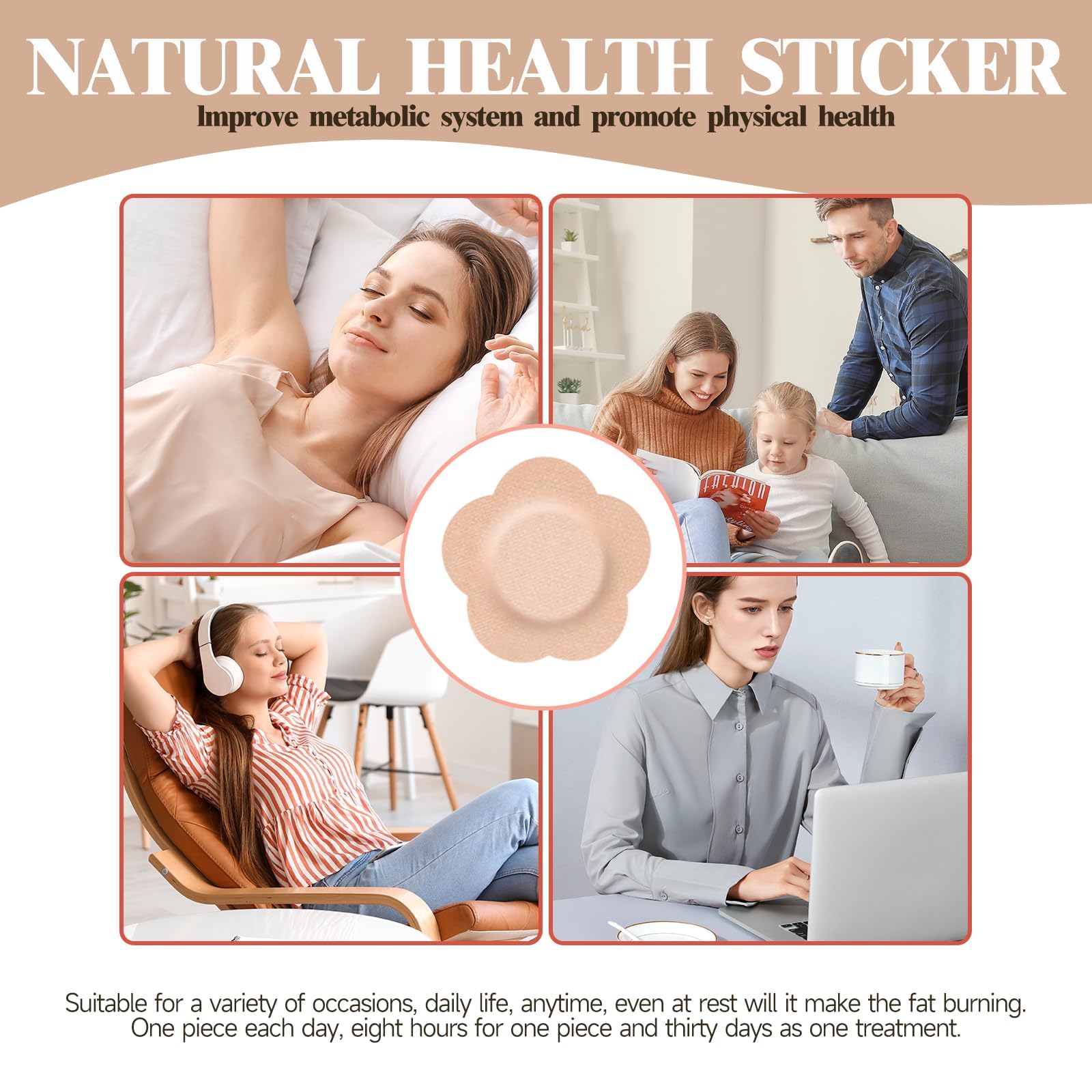 WALEJUC castor oil patches beige 100-count box positioned for long-term use.