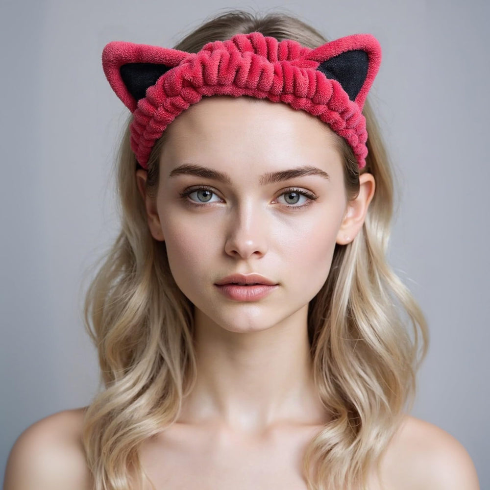 Waliah headband for washing face closeup shows absorbent fabric.