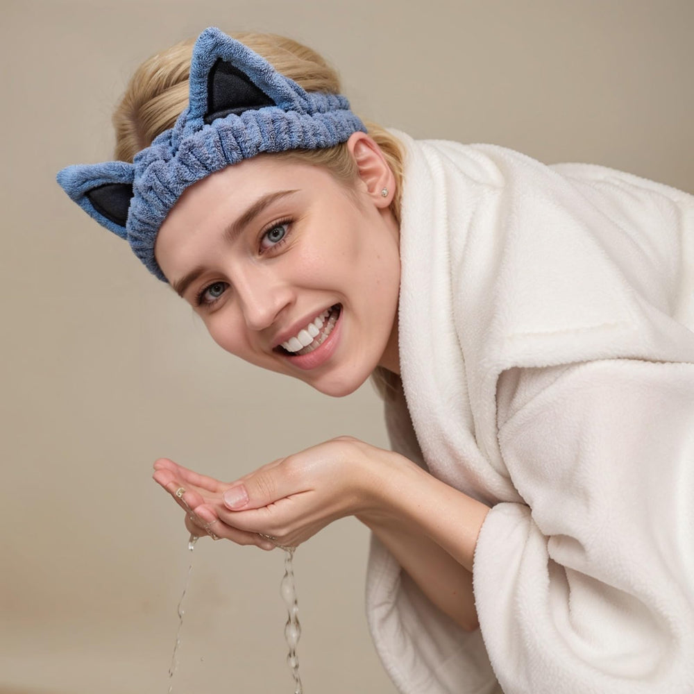 Waliah soft coral fleece headband gentle on skin during routines.