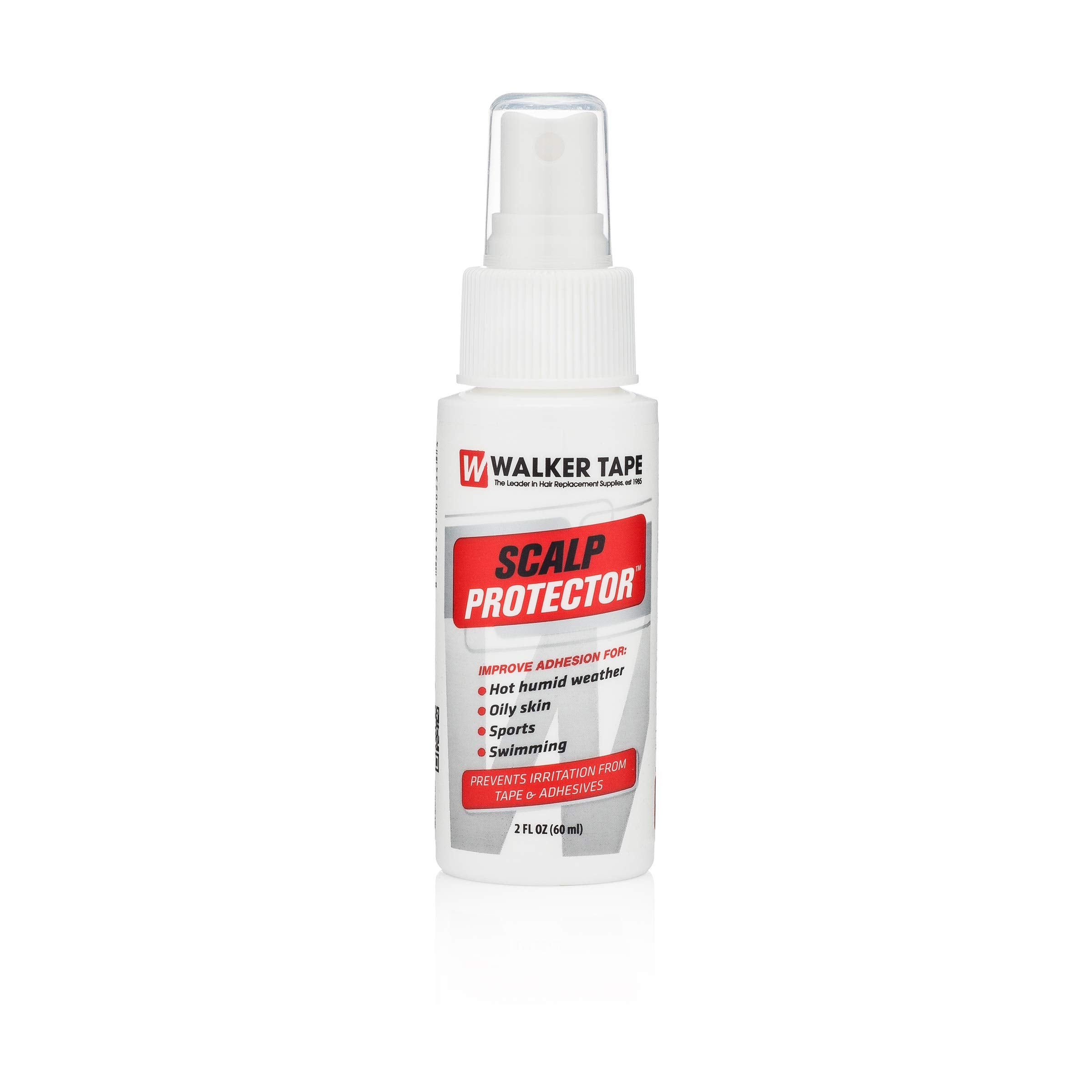 Walker Tape Scalp Protector Spray pack showcases a 2 oz bottle for scalp protection in humid climates.