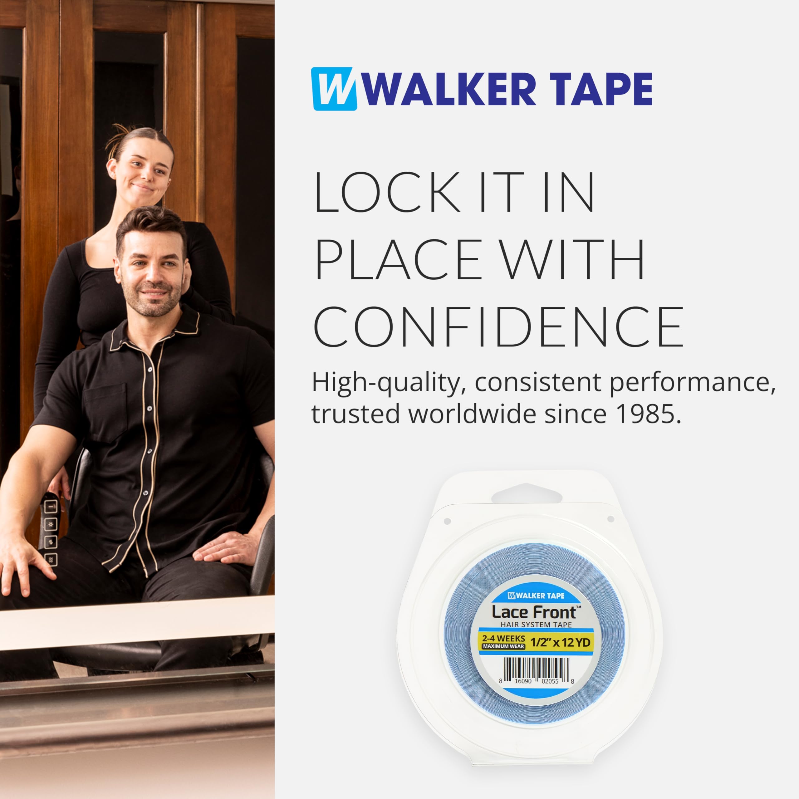 Walker Tape WKR-LF-M3 1/2 inch tape enables neat lace-front placement.