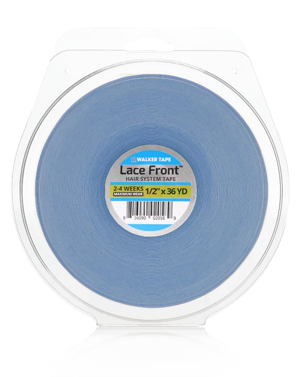 Walker Tape WKR-LF-M3 roll shows clear lace-front tape for wigs with secure adhesion.