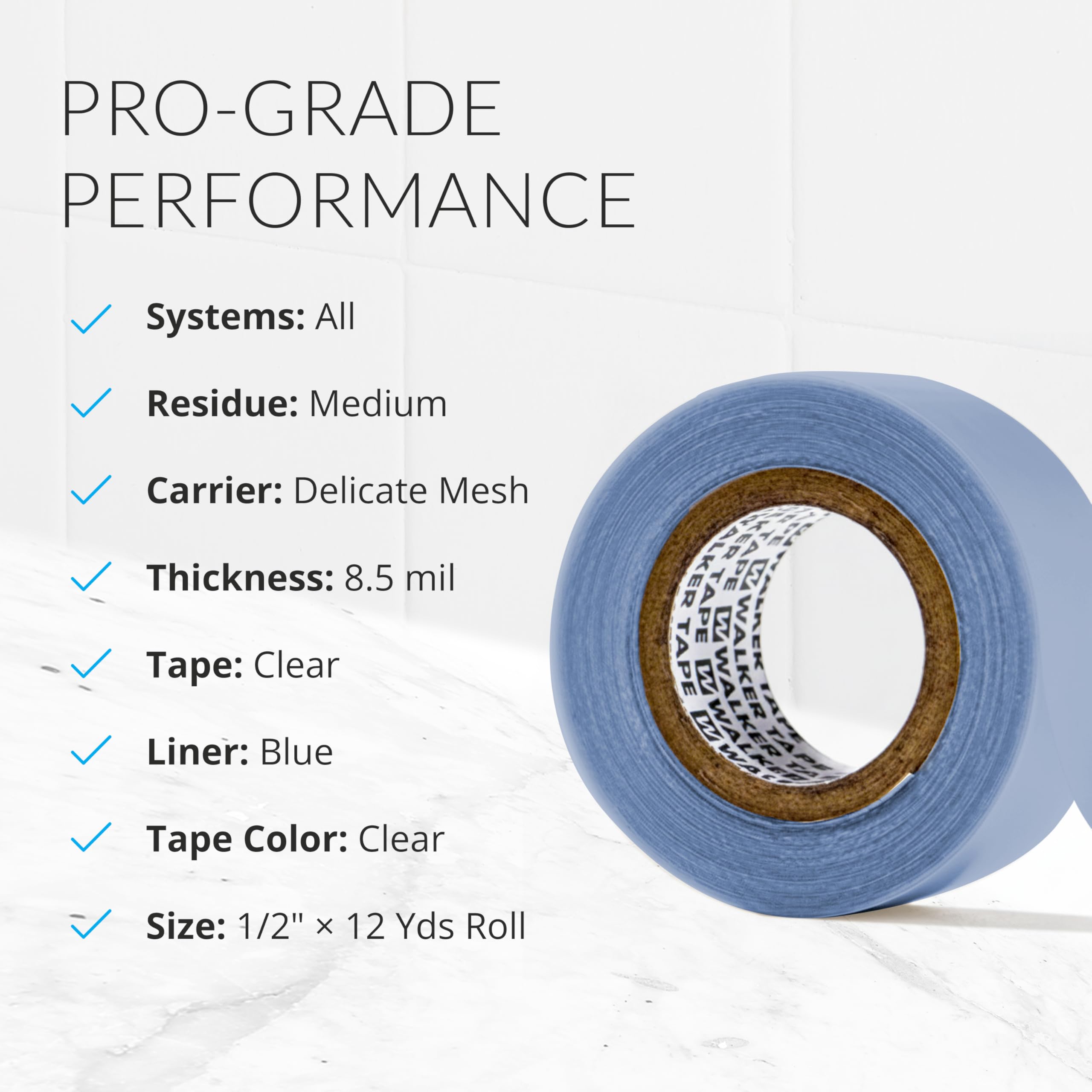 Walker Tape WKR-LF-M3 wig setup shows clear tape for lace-fronts delivering a smooth look.