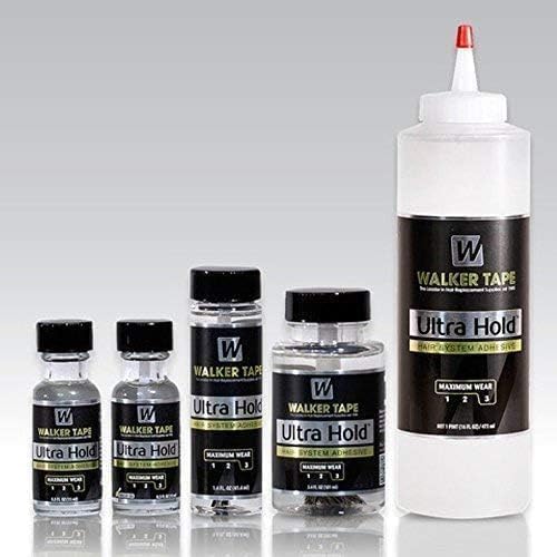 Walker Ultra Hold clear-drying adhesive shown in action for discreet, shine-free wear