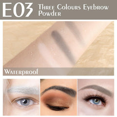 WanTuoluo brow palette swatches show three natural tones for defined brows.