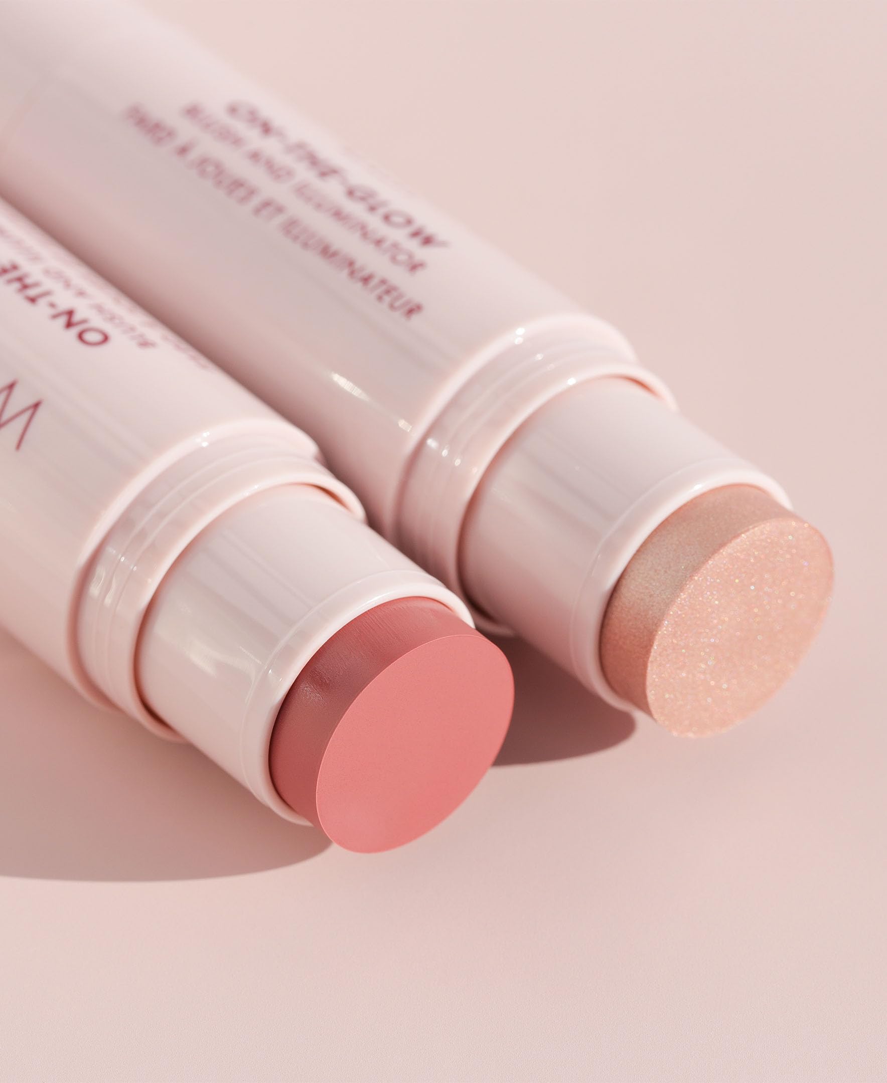 Wander Beauty On-the-Glow bare-nude-glow swatch demonstrates buildable color on lips and cheeks