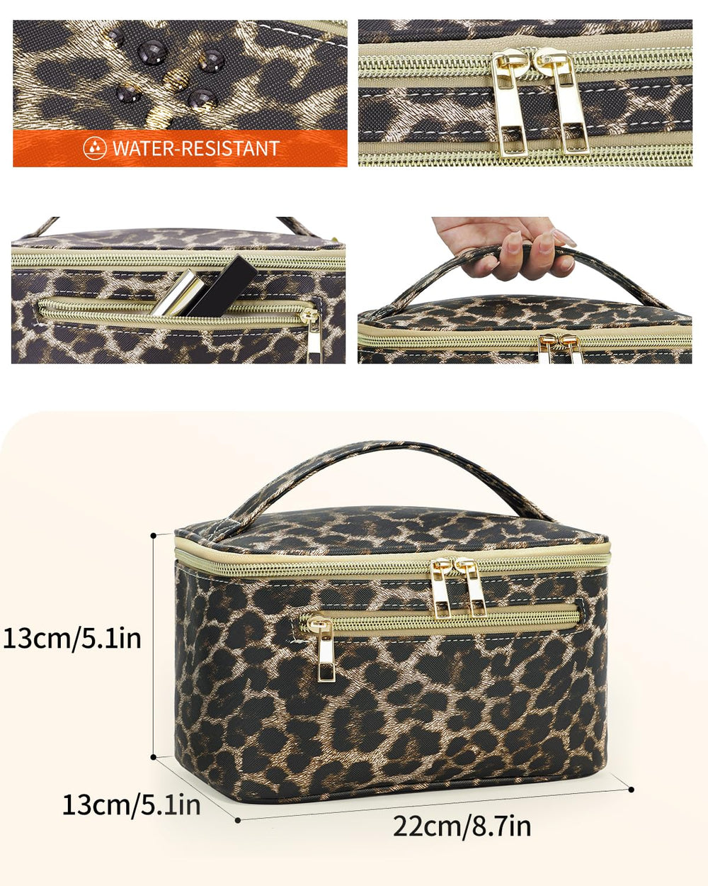 Wandering Nature makeup bag brush-compartment top view with six slots for brushes.