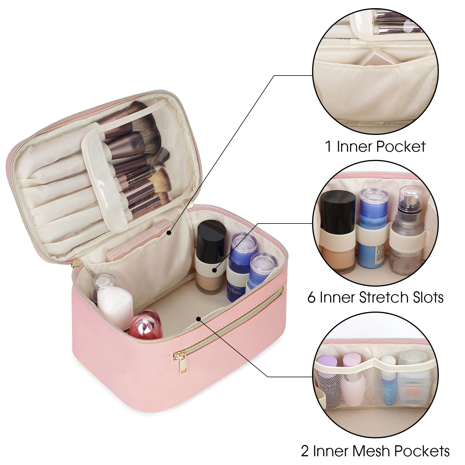 Wandering Nature makeup bag front pocket offers quick access to small tools.