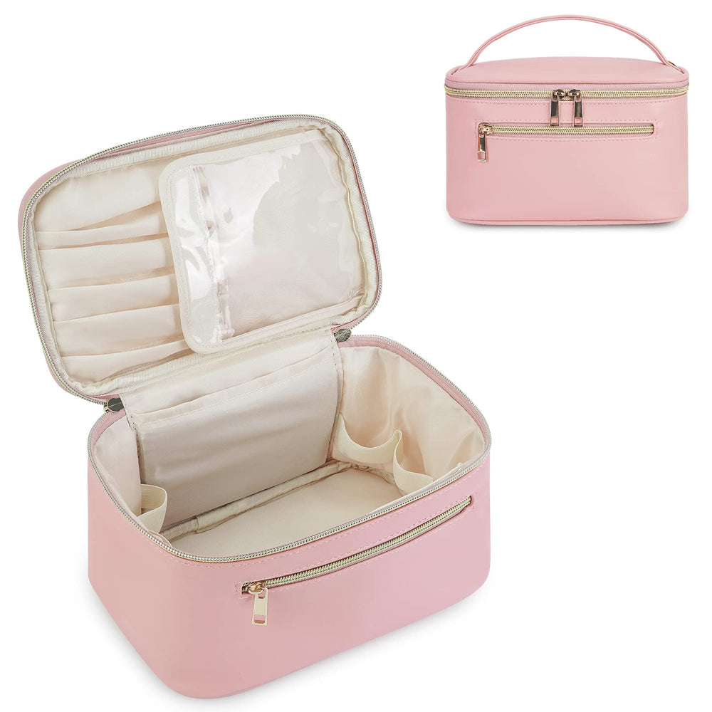 Wandering Nature makeup bag top flap with brush slots for organized travel.