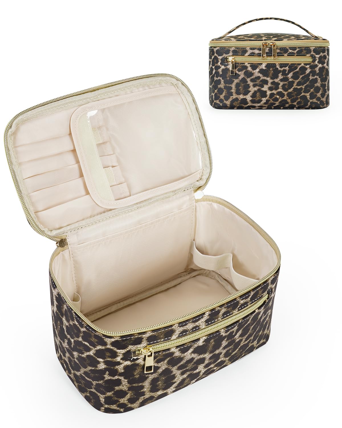 Wandering Nature makeup bag vegan-leather material close-up shows durable, water-resistant texture.