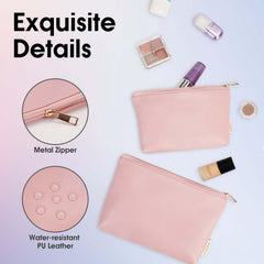 Wandering Nature vegan leather makeup bag with water-resistant, elegant finish