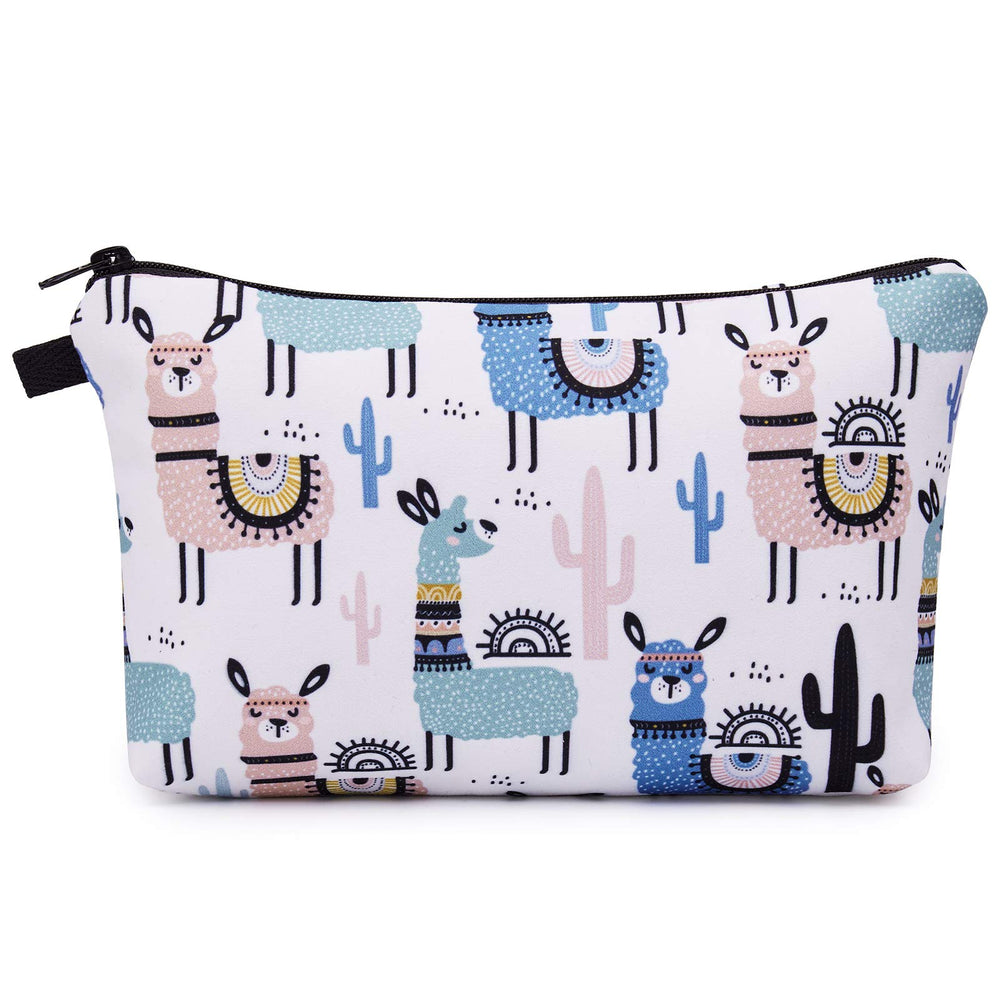 WANDF cosmetic bag alpacas front view shows compact purse-ready design for daily use.
