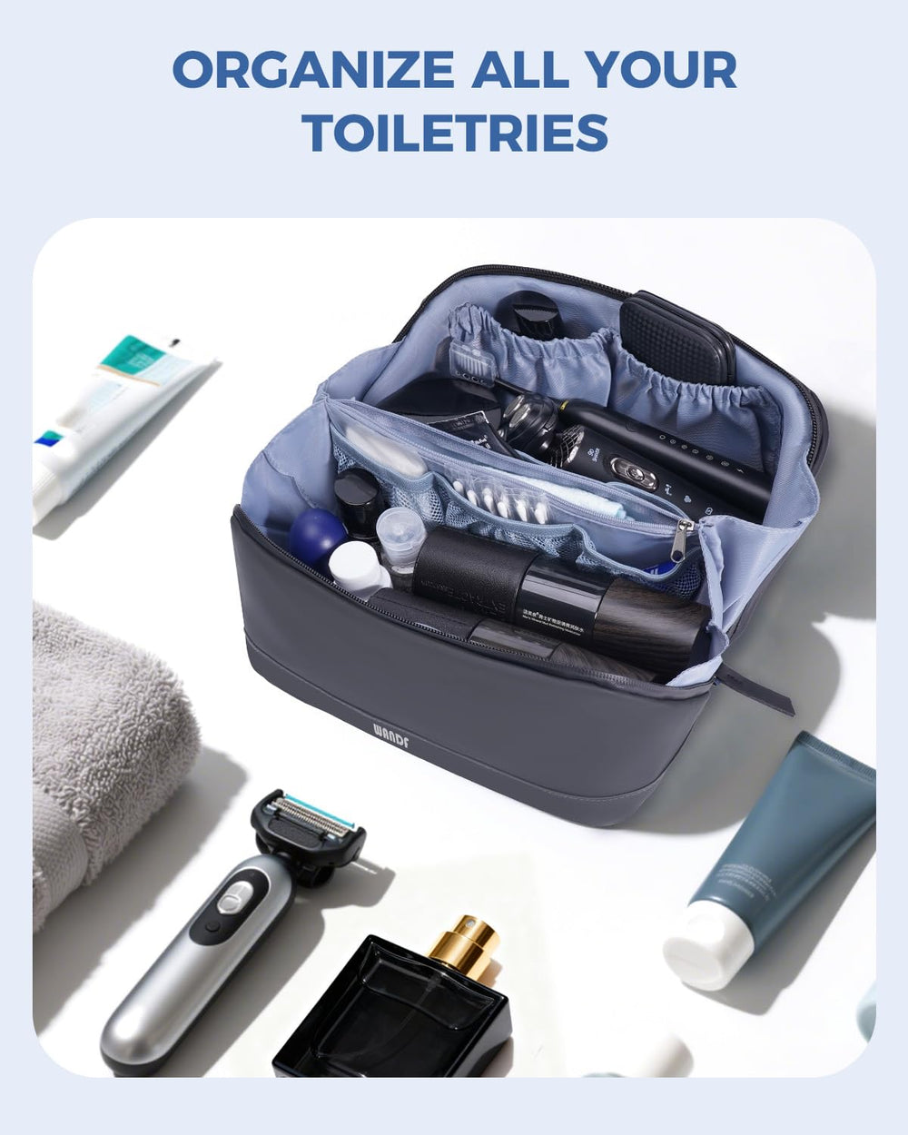 WANDF bag with 360-degree hook for hanging in bathrooms or gyms