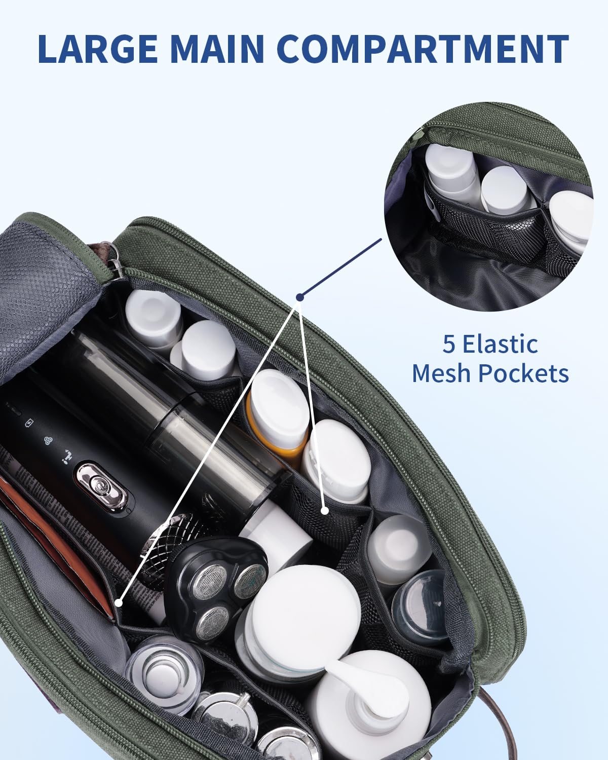 WANDF toiletry bag large-size accommodates family travel needs.