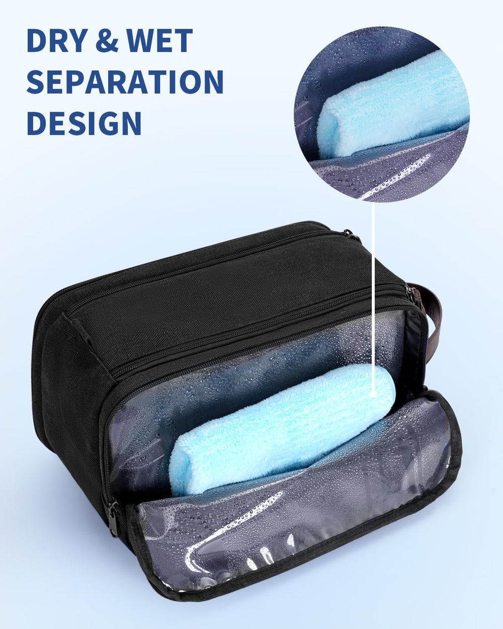 WANDF toiletry bag mesh pockets keep bottles upright while traveling