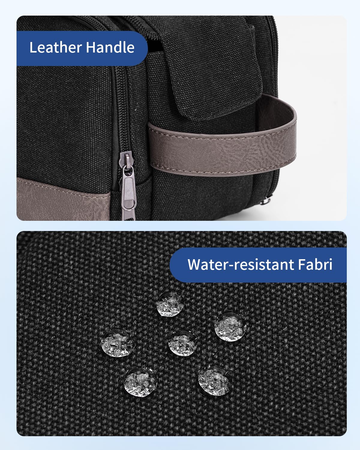 WANDF water-resistant canvas with leather handle boosts durability on trips