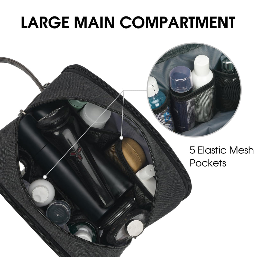 WANDF travel toiletry bag back pocket opens flat with small item organizers