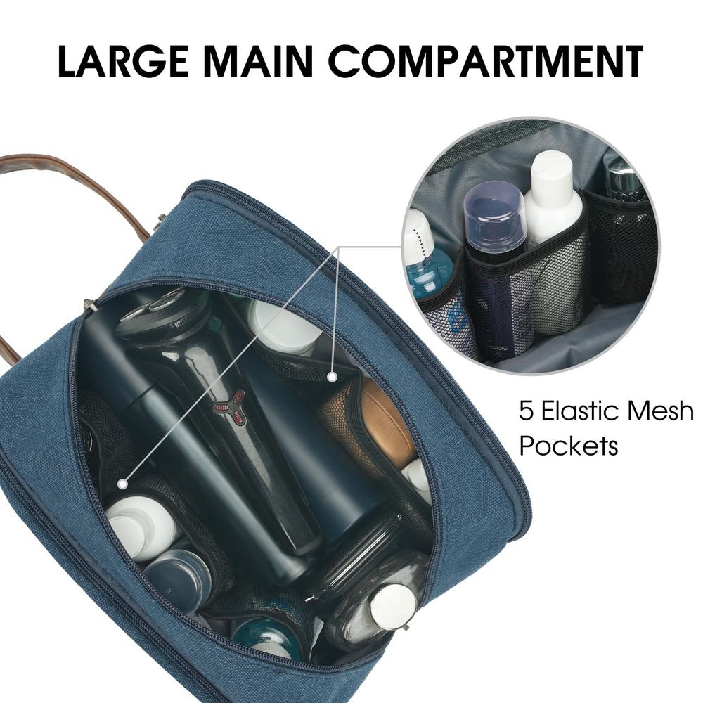 WANDF bag blue back pocket with mesh pouches organizes small grooming tools.