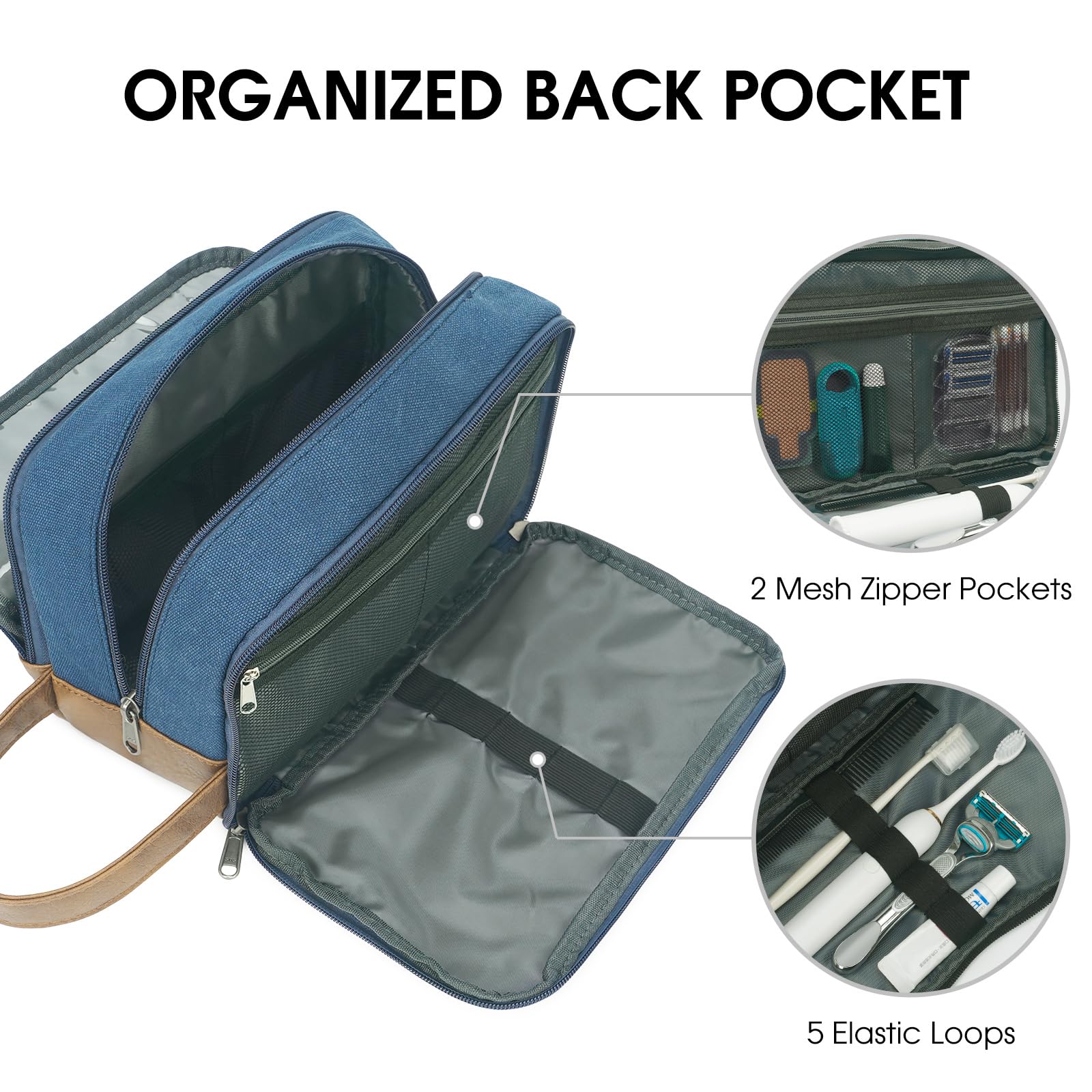 WANDF travel bag blue on hotel counter shows convenient travel-ready design.