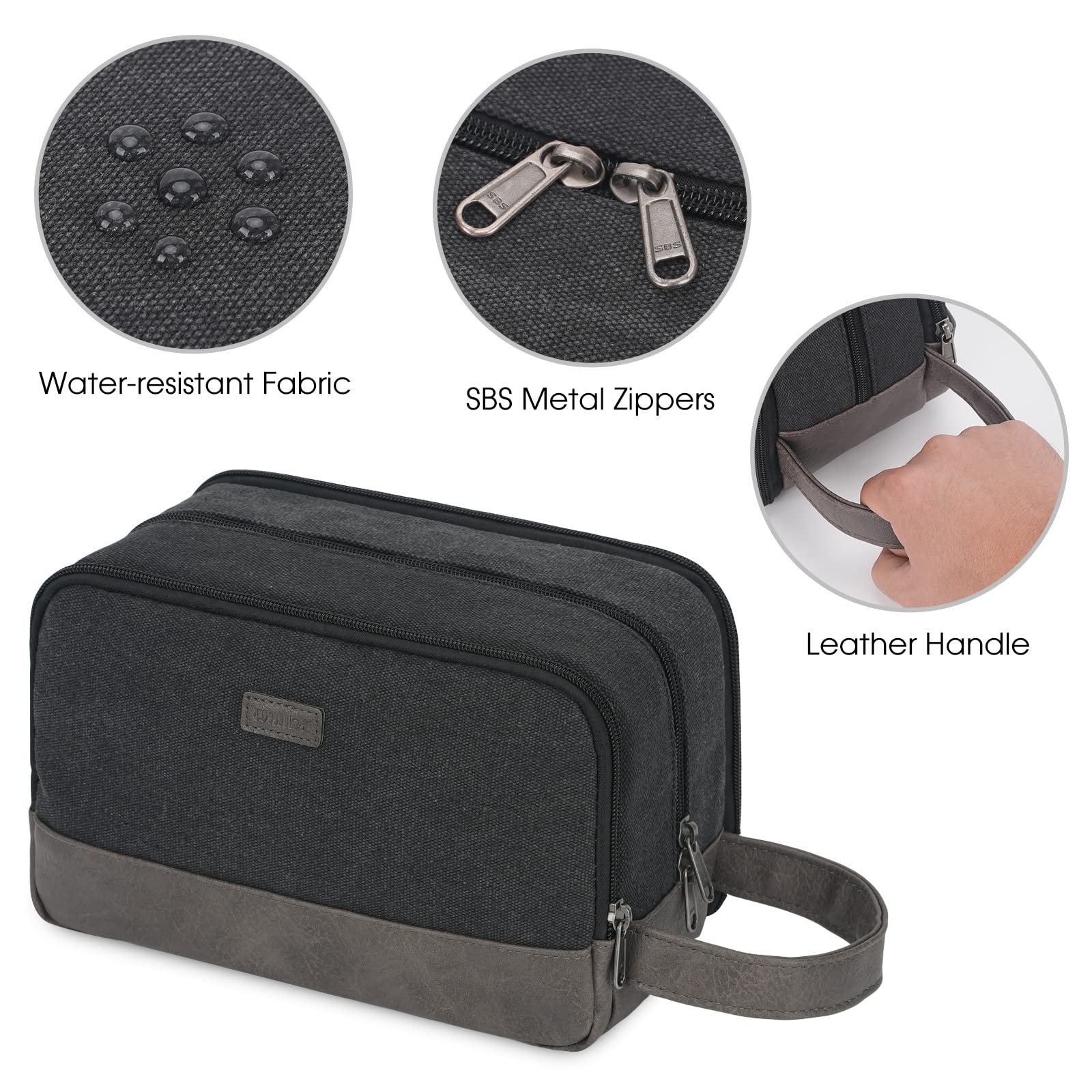 WANDF travel toiletry bag easy carry handle for on-the-go packing