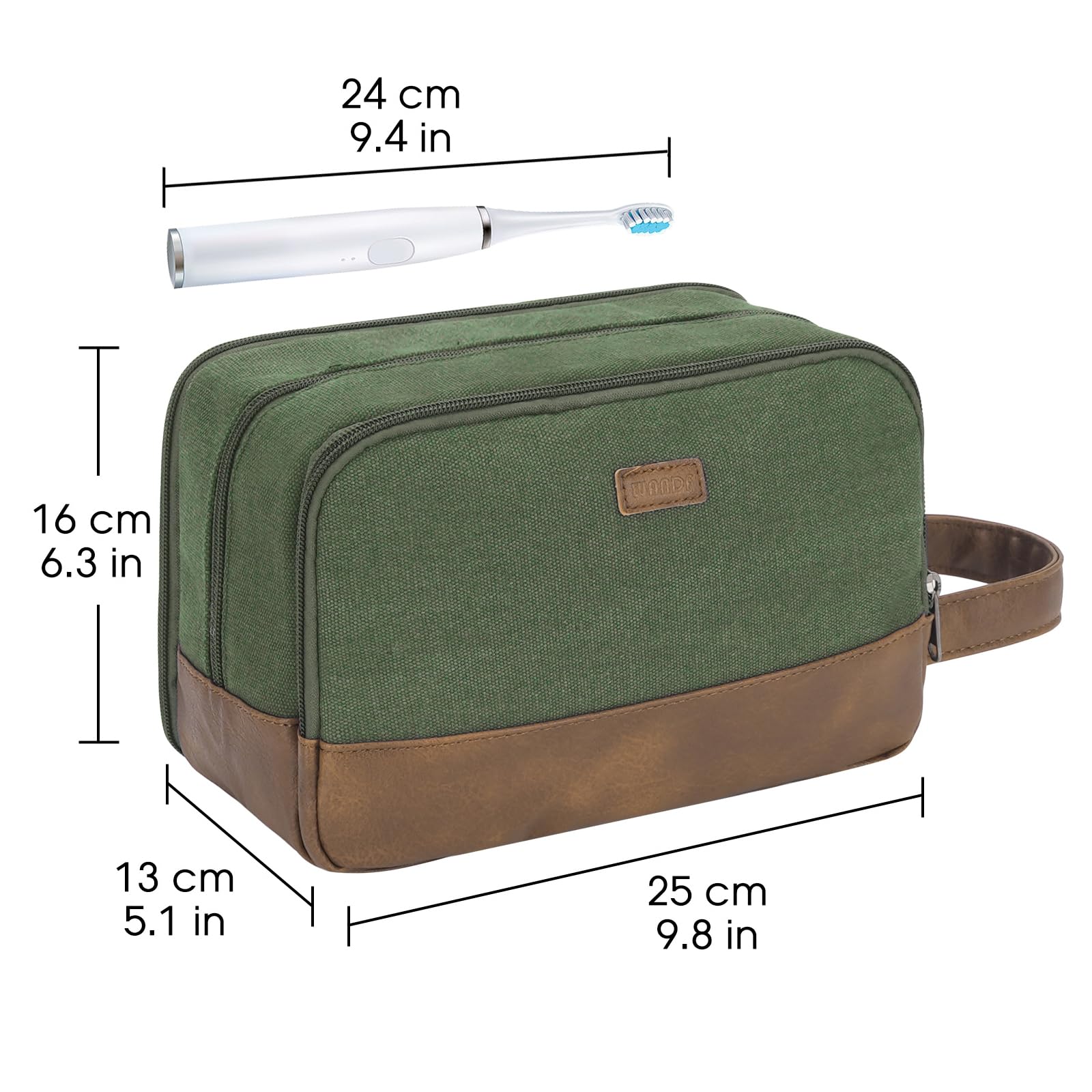 WANDF travel dopp kit green compact size ideal for short getaways.