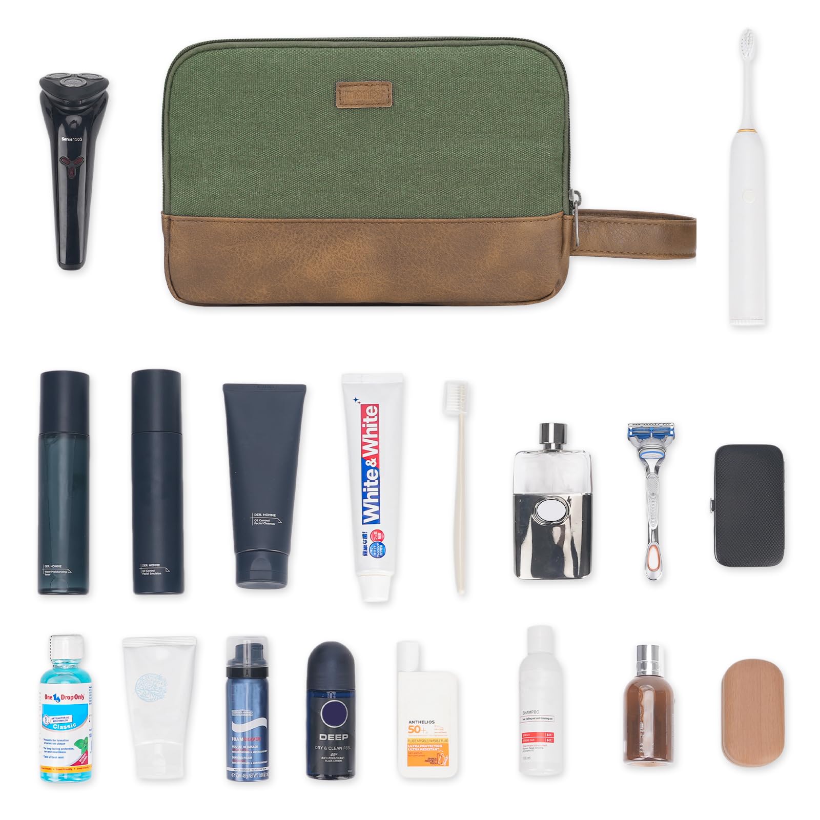 WANDF green toiletry bag ready for gifting or daily grooming routines.
