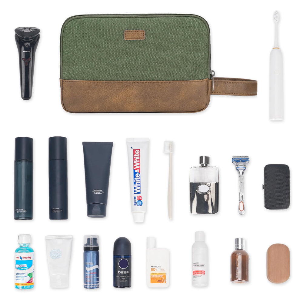 WANDF green toiletry bag ready for gifting or daily grooming routines.