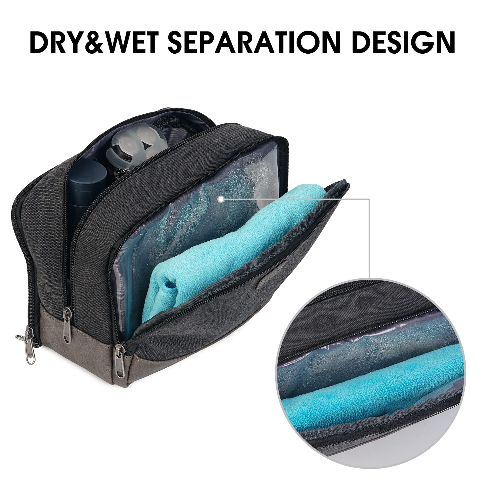 WANDF travel toiletry bag inner mesh pockets keep bottles upright and accessible