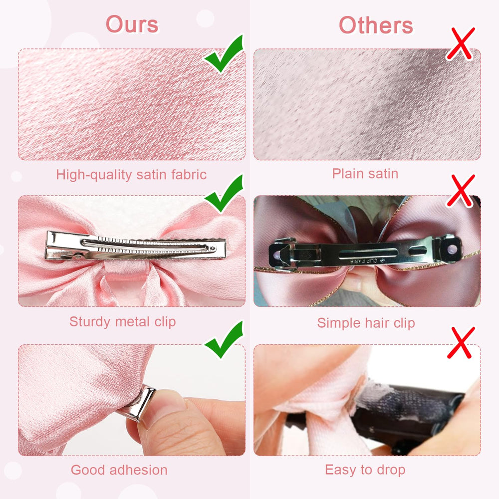 WantGor satin bow clip pink tassel detail adds elegance