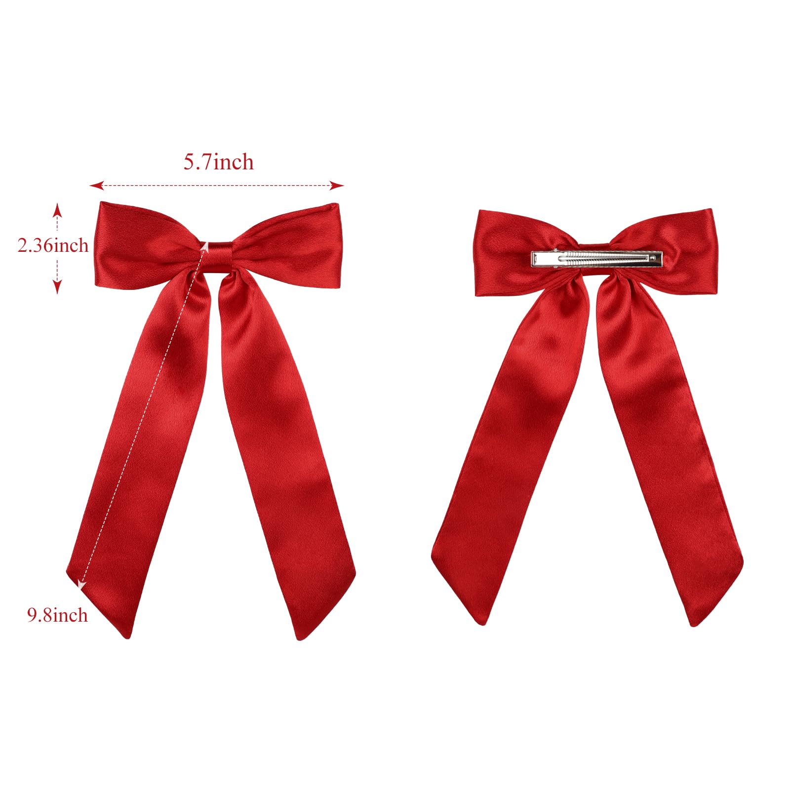 WantGor satin bow clip red suits all hair types with secure grip.