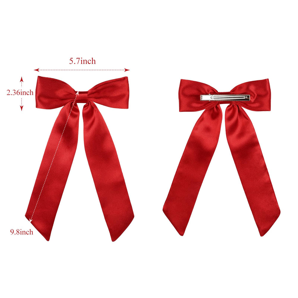 WantGor satin bow clip red suits all hair types with secure grip.