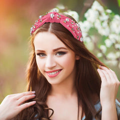 WantGor Pearl Knotted Headband soft elastic band for comfortable wear