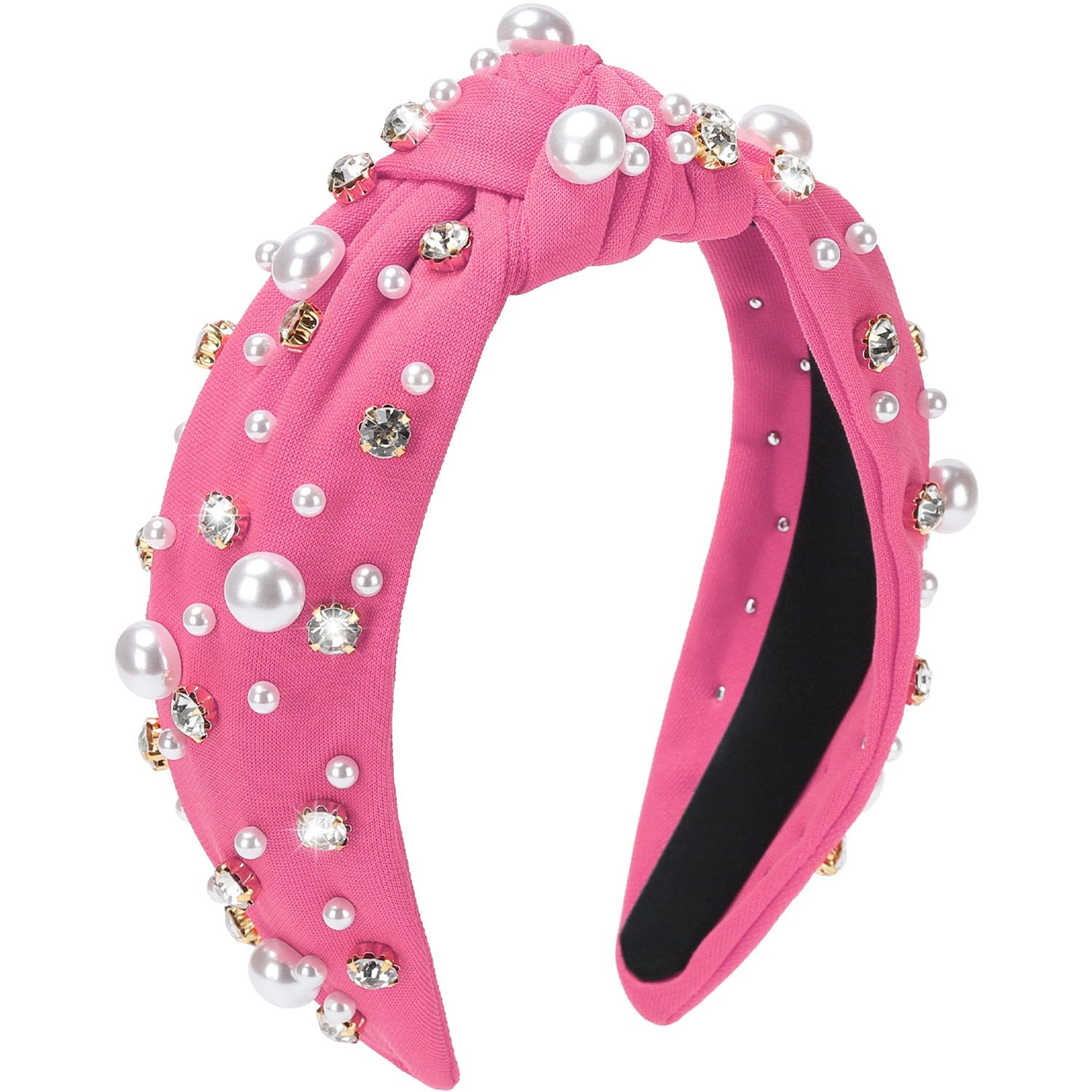 WantGor Pearl Knotted Headband wide top knot detail adds elegant sparkle