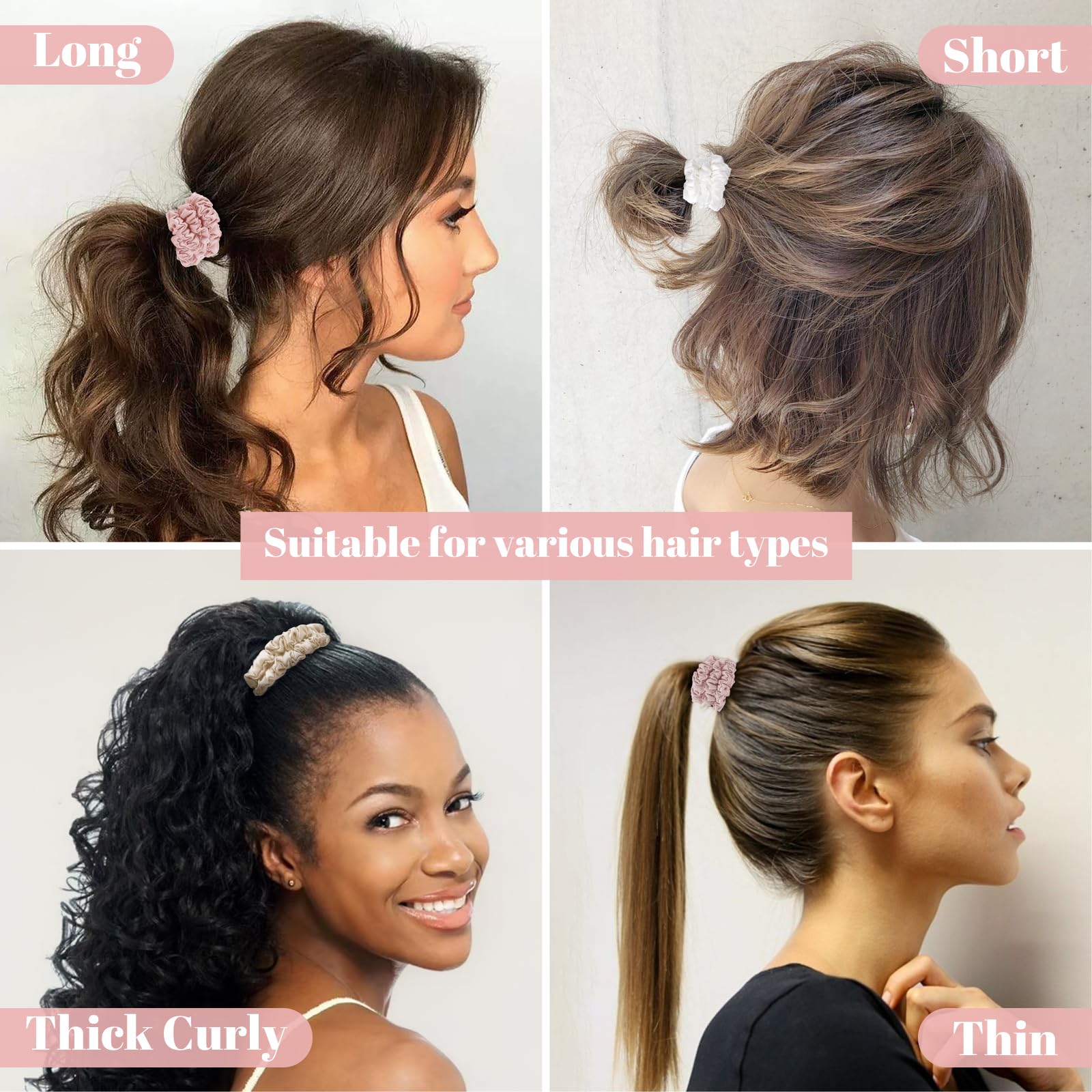 WantGor silk scrunchies pink color for versatile day-to-night wear.