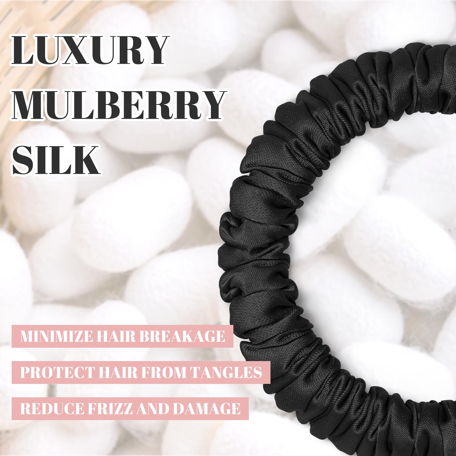 WantGor silk hair tie worn on wrist doubles as chic accessory.