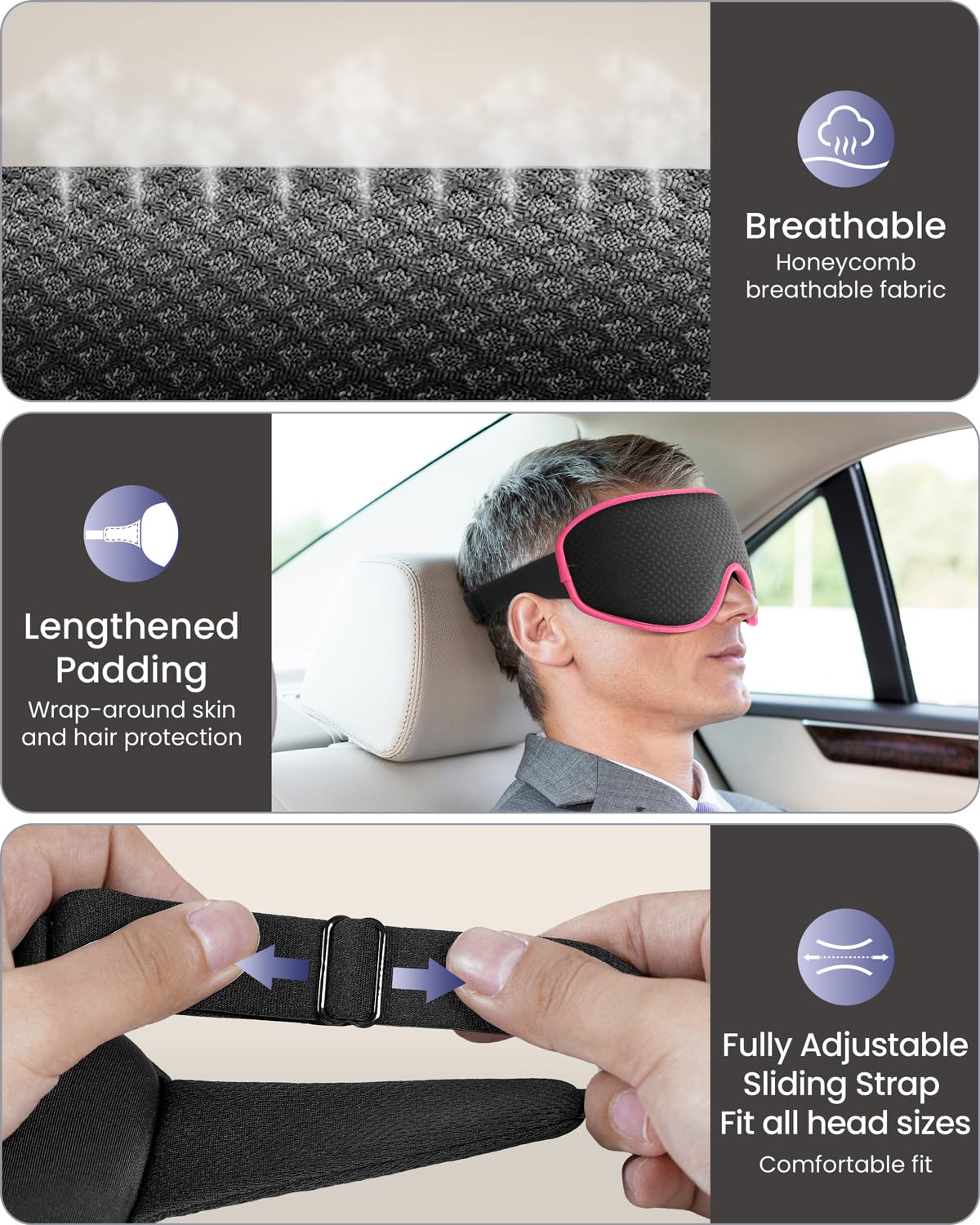 WAOAW Sleep Mask breathable cover feels soft and gentle on skin.