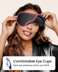 WAOAW Sleep Mask with wide eye space for eyelids on long flights.