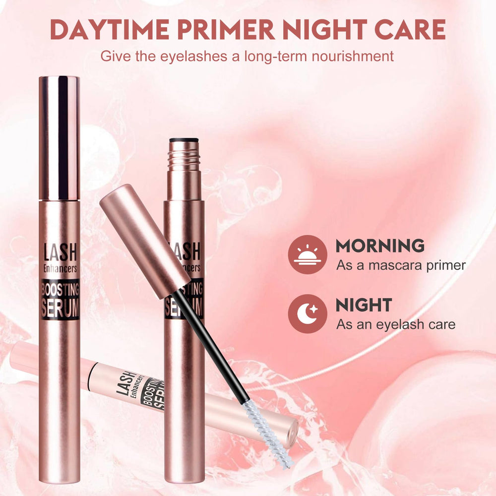 WAONIQ eyelash serum bottle closeup highlights clear formula for natural-looking lash care.