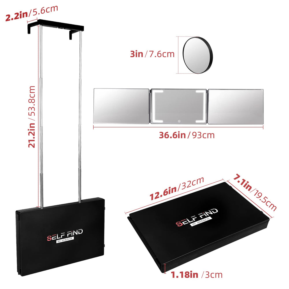 Warive Self Find-3 Way Mirror 360-degree rotation enables precise viewing