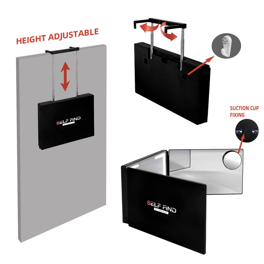 Warive Self Find-3 Way Mirror steel hook ensures durable mounting