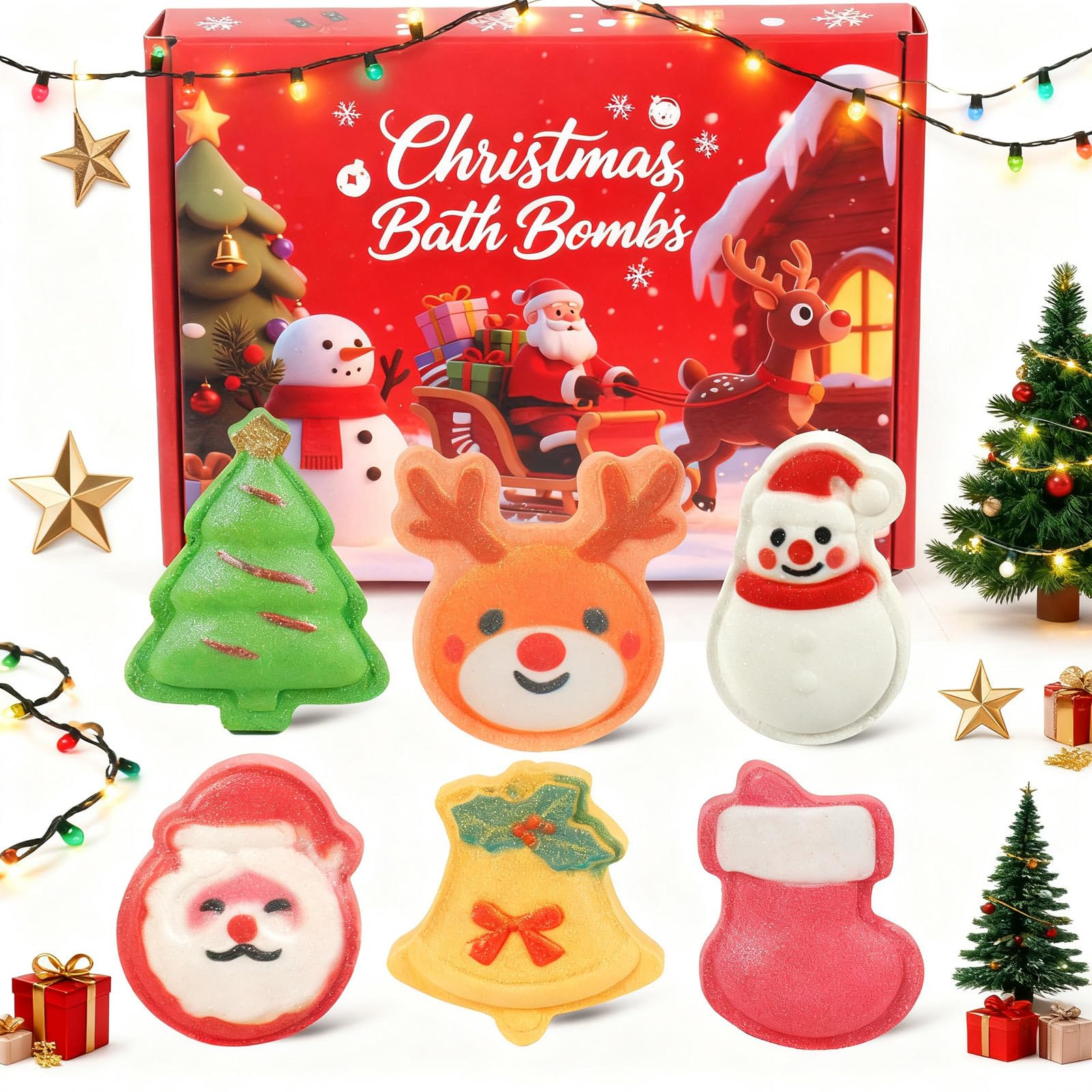 WARMLIFE Christmas bath bombs jingle bell shape for festive kid-friendly bath time