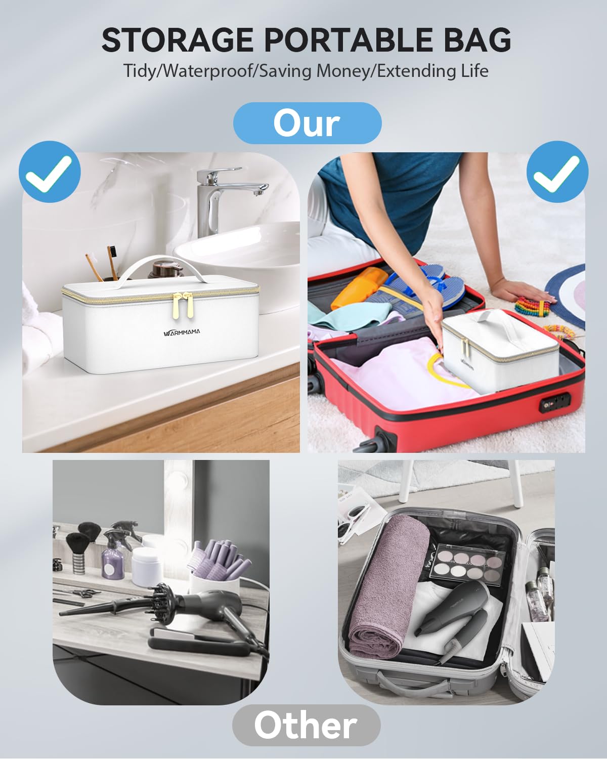 Warmmama storage bag keeps the dryer and accessories organized